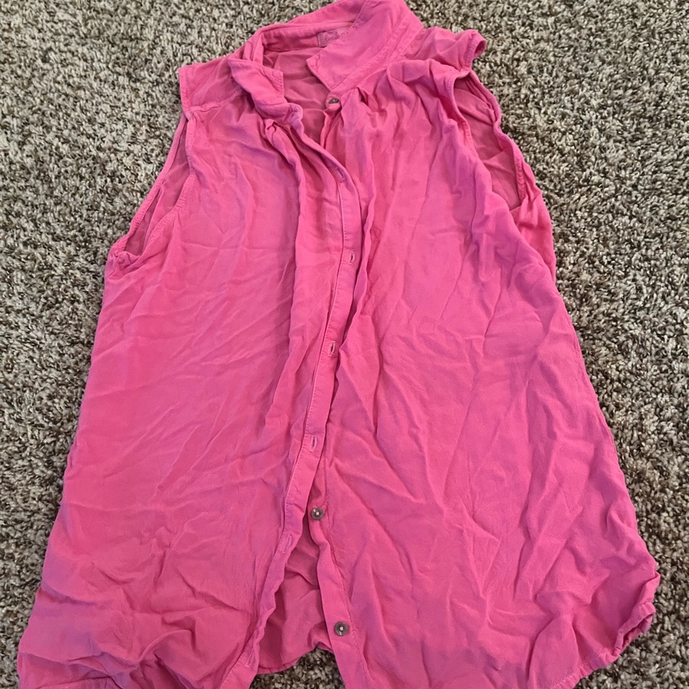 Fresh Produce Pink Button-Down Sleeveless Shirt